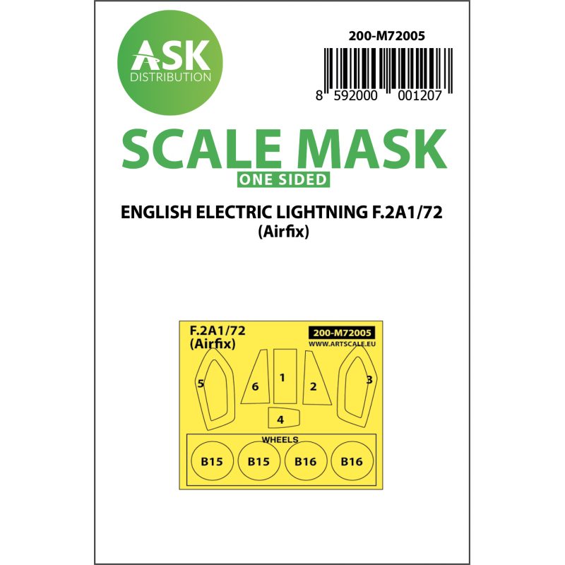 Roues Kabuki BAC/EE Lightning F.2A et masques de baldaquin (extérieur uniquement) (conçus pour être utilisés avec les kits Airfi