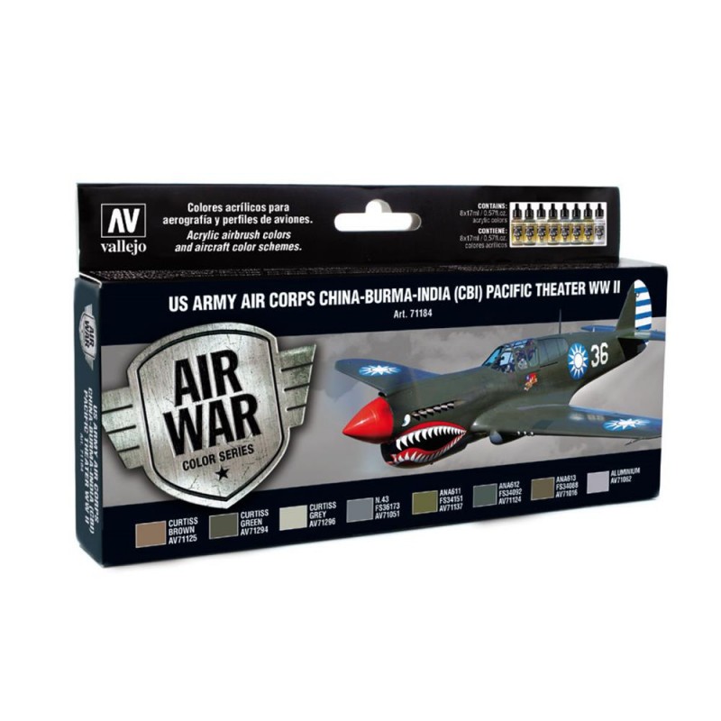 Vallejo MODEL AIR Color: set 8 couleurs acryliques 17 ml - US Army Air Corps China-Burma-India Pacific Theatre (CBI) WWII