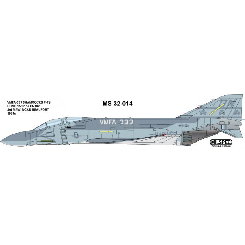 Décal McDonnell F-4S Phantom VMFA-333 BUNO 155515/DN102 SHAMROCKS MCAS BEAUFORT