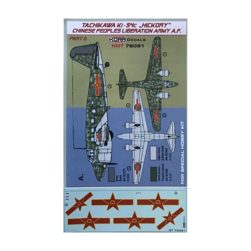 Décal Tachikawa Ki-54c 'Hickory' Armée de libération du peuple chinois Pt.2