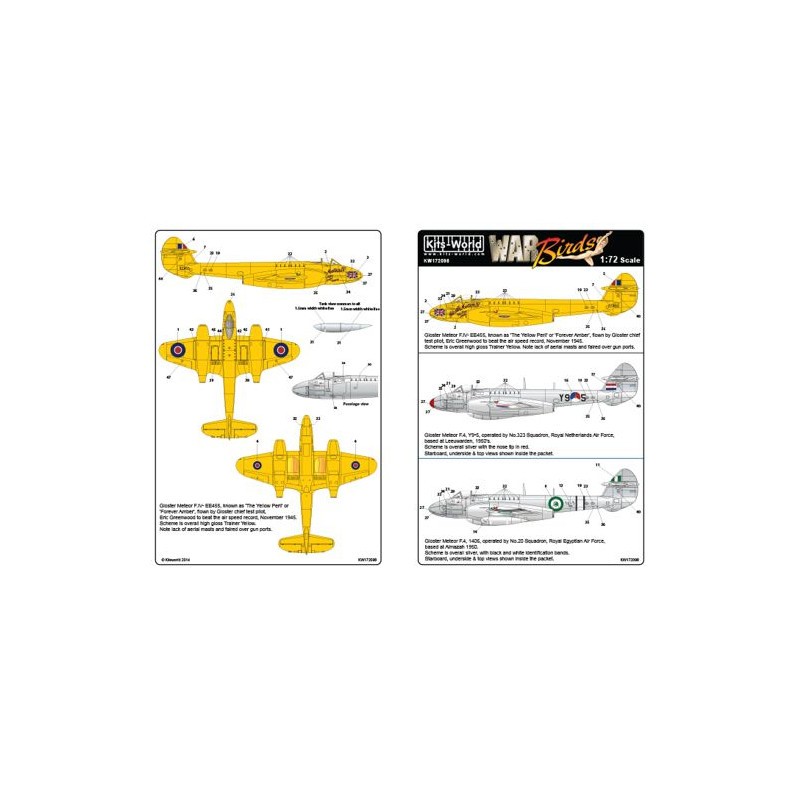 Décal Gloster Meteor F.4- EE455, connu sous le nom de 'The Yellow Peril' ou 'Forever Amber'