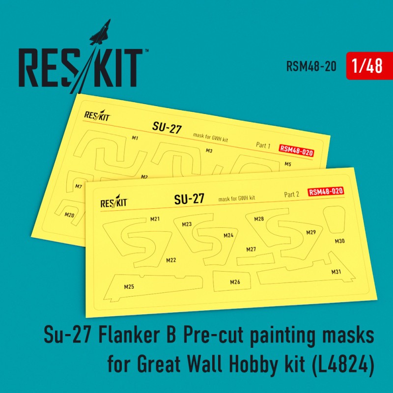 Su-27 Flanker B Masques de peinture prédécoupés pour le kit Great Wall Hobby (L4824)