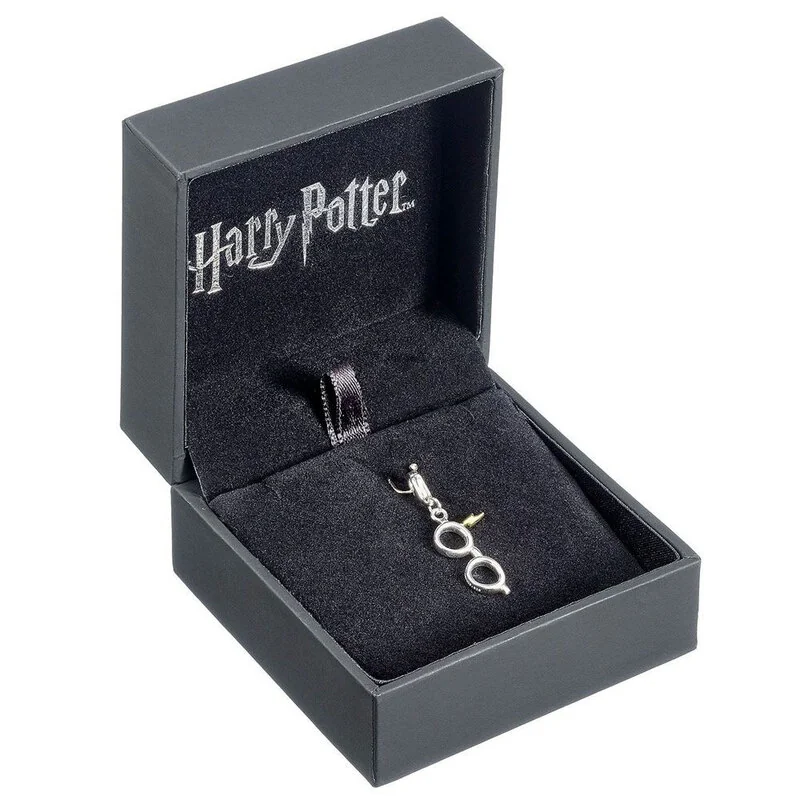 Collier Harry Potter charm argent Clip-On Éclair avec des lunettes (argent sterling)