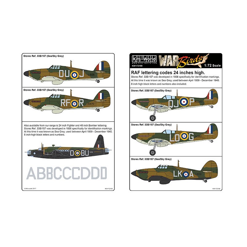 Décal Codes de lettrage RAF 24 pouces de haut