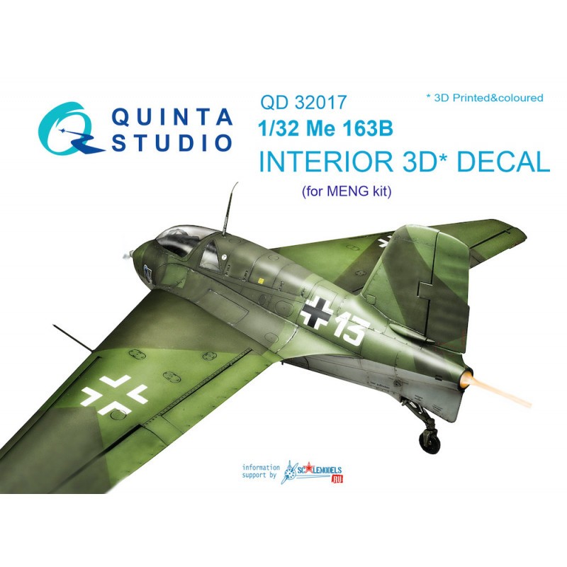 Décalcomanie Messerschmitt Me-163B Intérieur coloré et imprimé en 3D sur papier autocollant (conçu pour être utilisé avec les ki