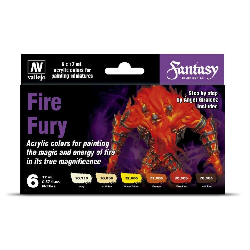 Vallejo Color: Set de peinture Fire Fury - 6 couleurs acryliques 17 ml