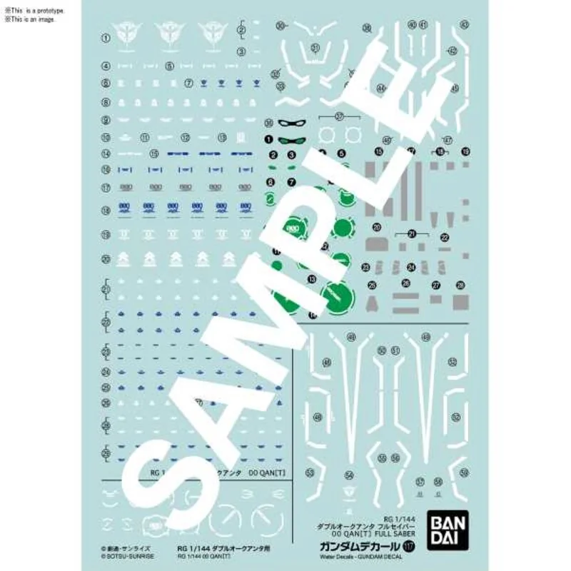 Décalcomanie PACK 3ex DECAL N ° 117 RG 1/144 OO QAN T