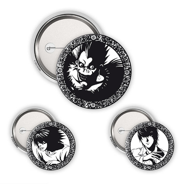 Death Note - Badges - Light, L & Ryuk