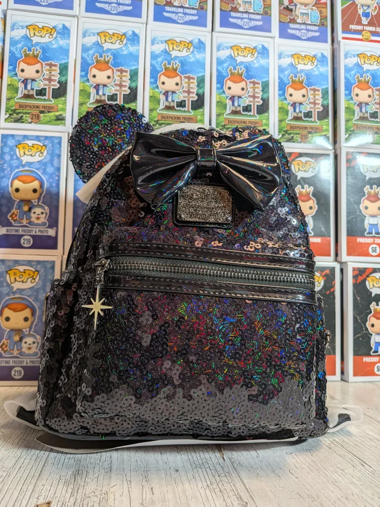 Loungefly Disney – Sac à dos – Minnie Mouse Black Holographic Mini 🎀