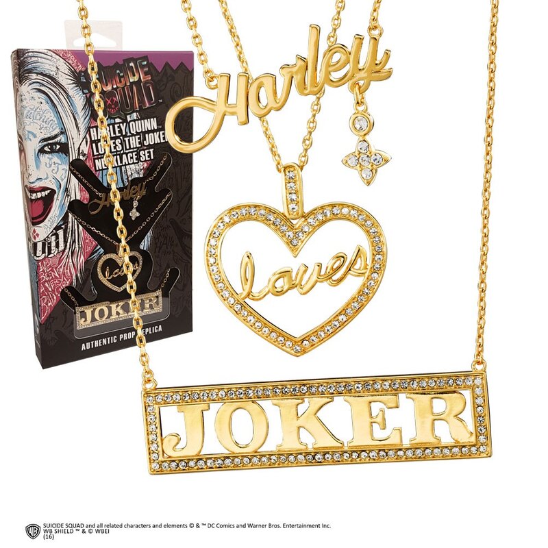 Bijou Suicide Squad set 3 pendentifs coeur Harley Loves Joker