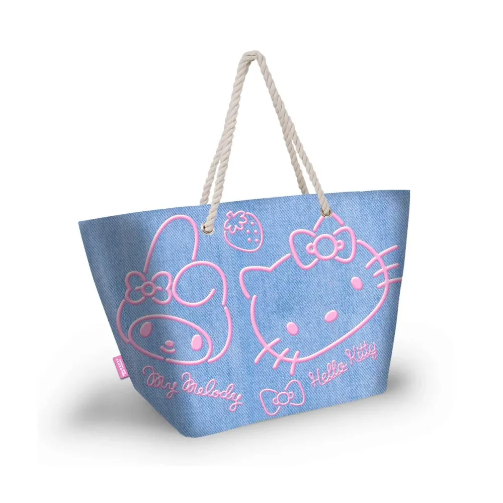 HELLO KITTY & MELODY - Denim - Sac de Plage '52x37x17cm'
