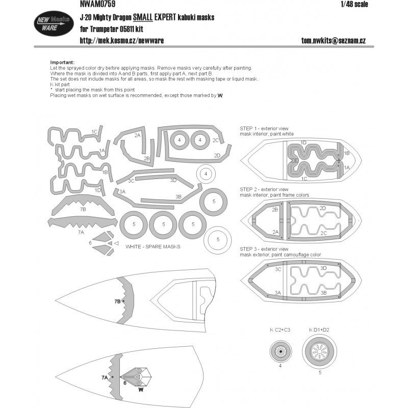 Accessoire Chengdu J-20 Mighty Dragon SMALL EXPERT masques kabuki verrière d'avion