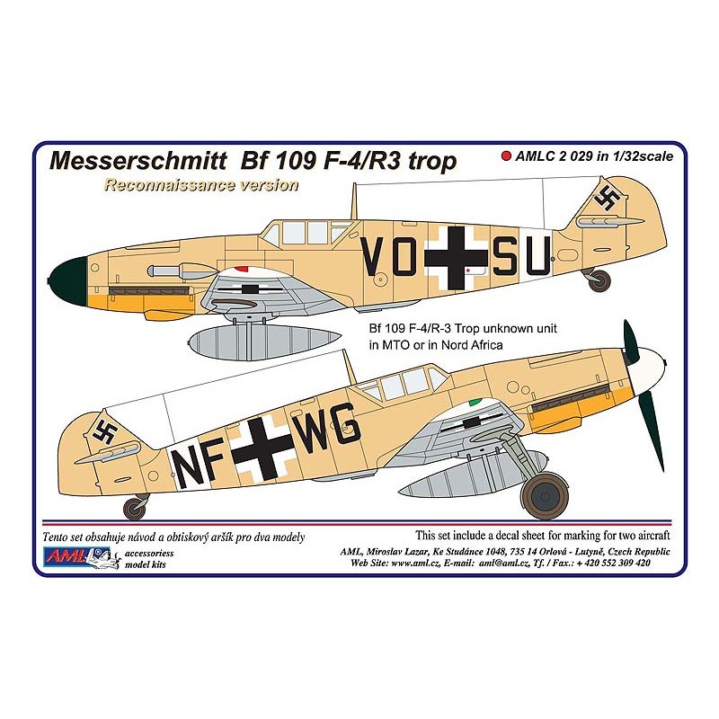 Décal Messerschmitt Bf-109F-4/R3 version de reconnaissance Aufklärer
