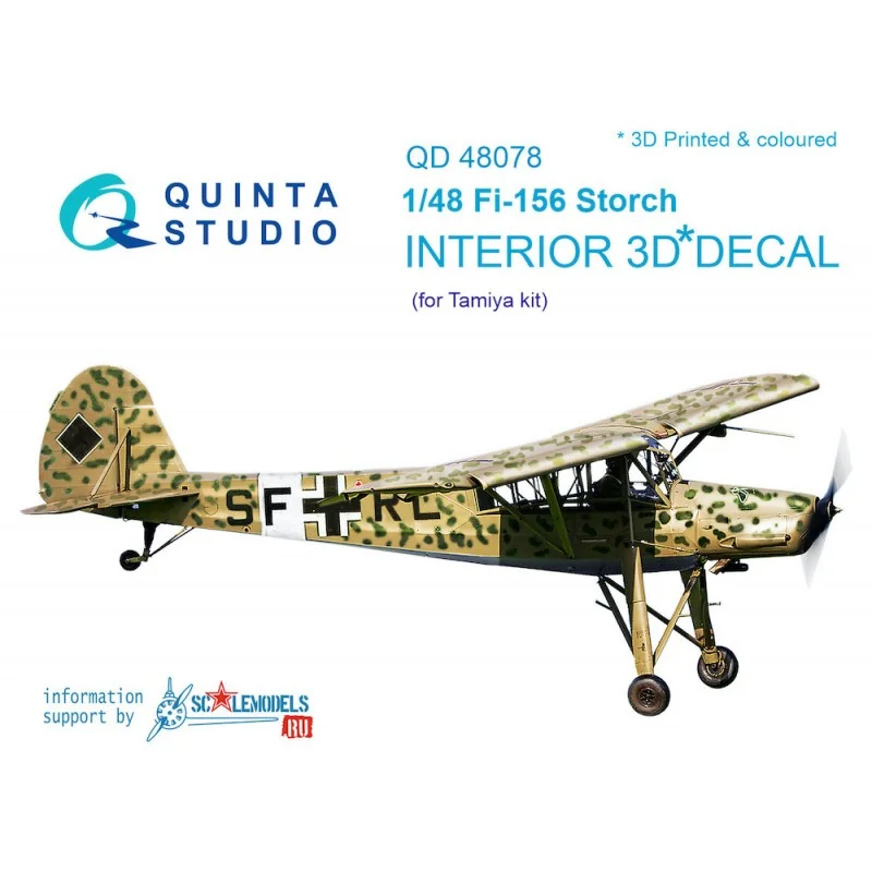 Décalcomanie Fieseler Fi-156C 'Storch' imprimé en 3D et intérieur coloré sur papier autocollant (conçu pour être utilisé avec le