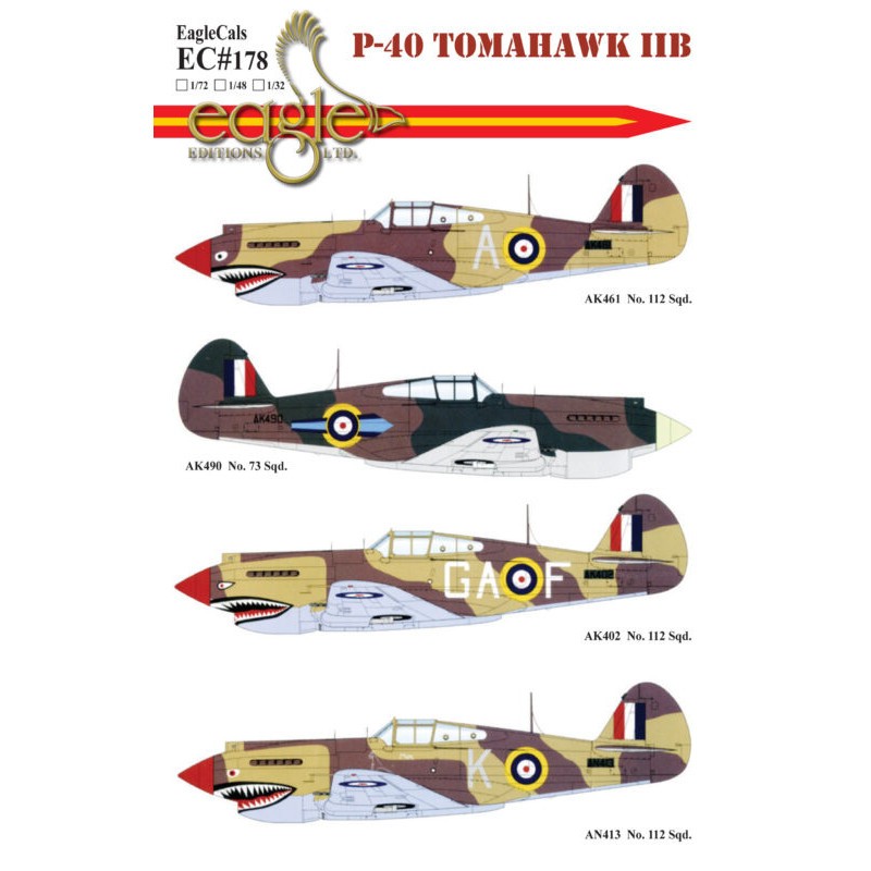 Décal Curtiss P-40 Tomahawk IIB