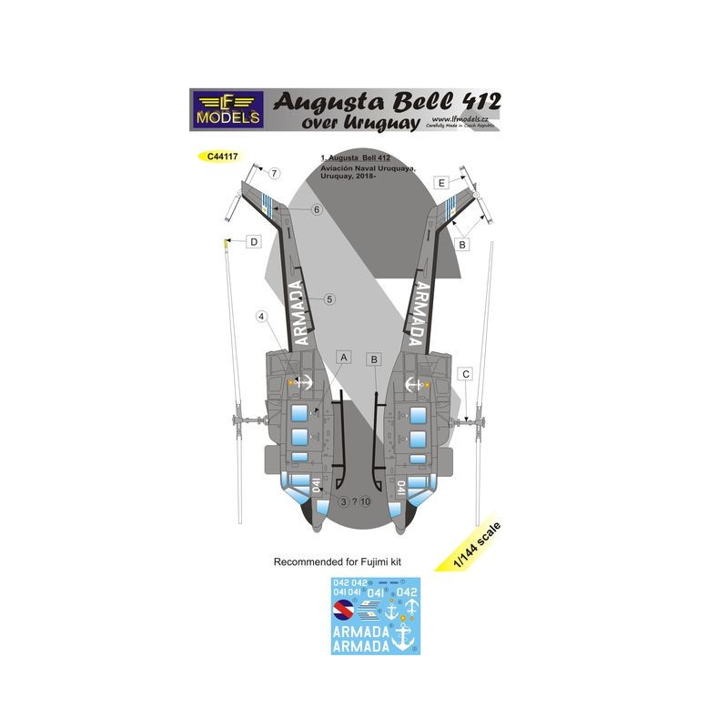 Décal Augusta-Bell 412 au-dessus d'Uruquay
