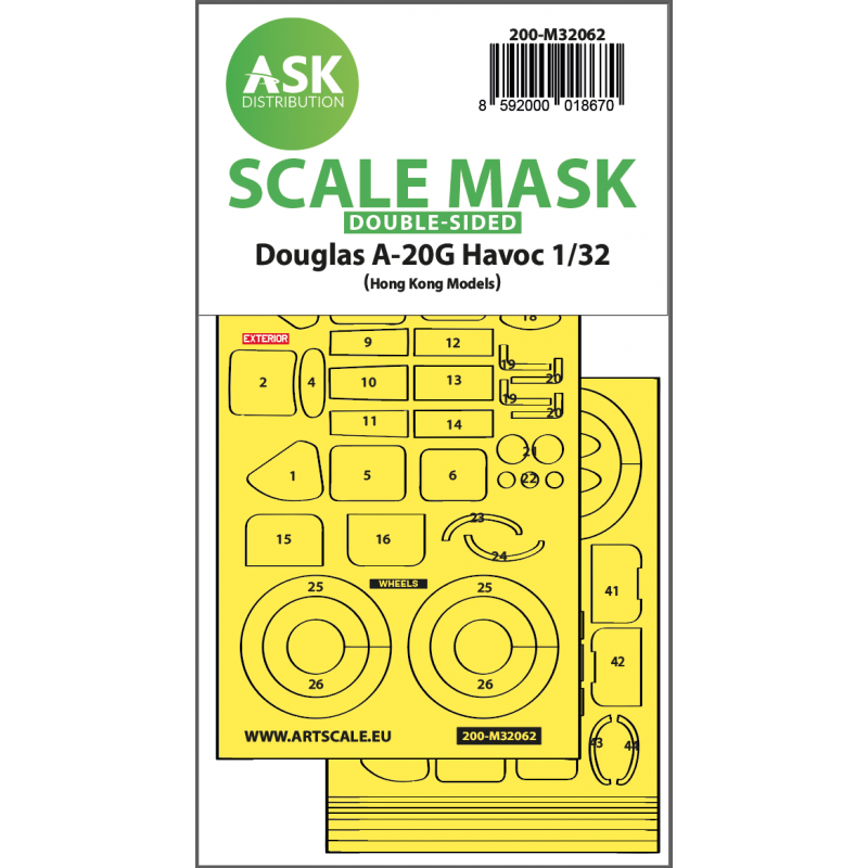 Accessoire A-20G Havoc double-sided express self adhesive mask for HK Model