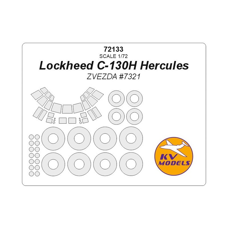 Lockheed C-130H Hercules + masques de roues (conçu pour être utilisé avec les kits Zvezda ZVE7321)