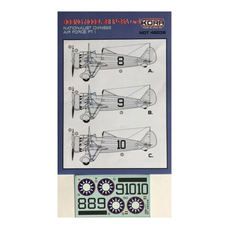 Décal Boeing modèle 281 (P-26A en retard) Nationalist Chinese AF Part 1
