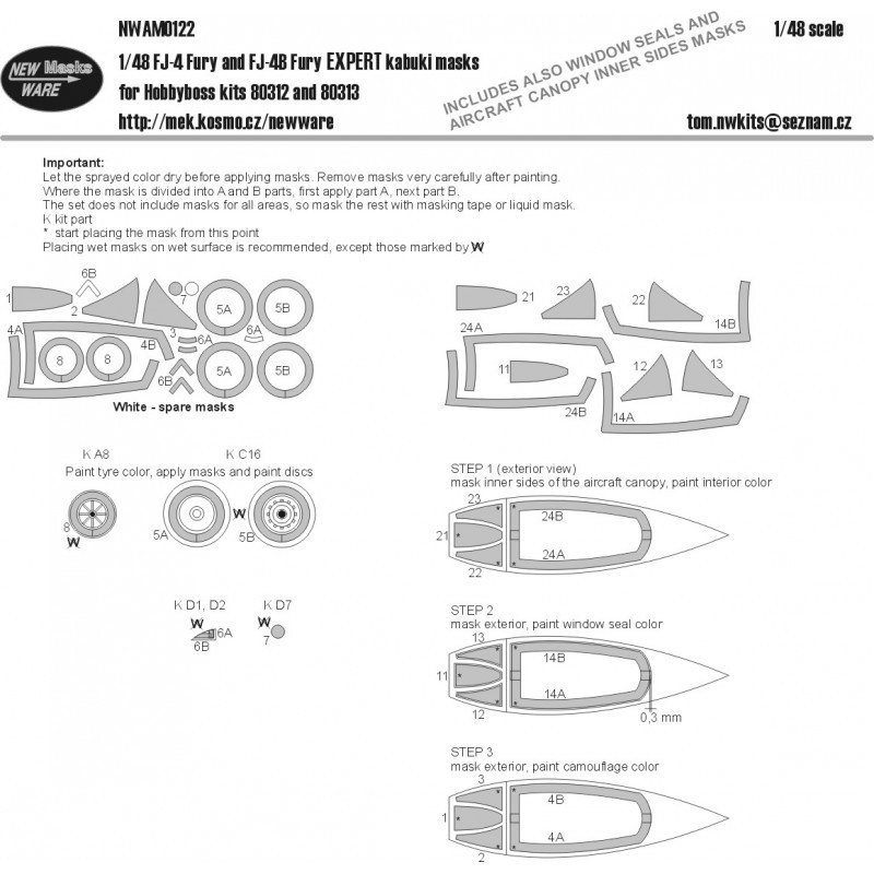 Accessoire Masques nord-américains FJ-4 et FJ-4B Fury EXPERT kabuki verrière d'avion