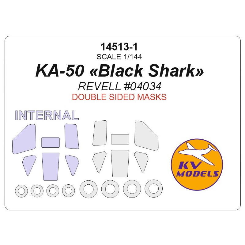 Kamov Ka-50 'Black Shark' (conçu pour être utilisé avec les kits Revell RV4034) - roues et masques de peinture de verrière (inté