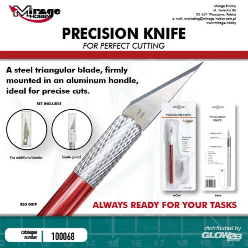 Couteau de précision MIRAGE + 5 lames (ROUGE)
