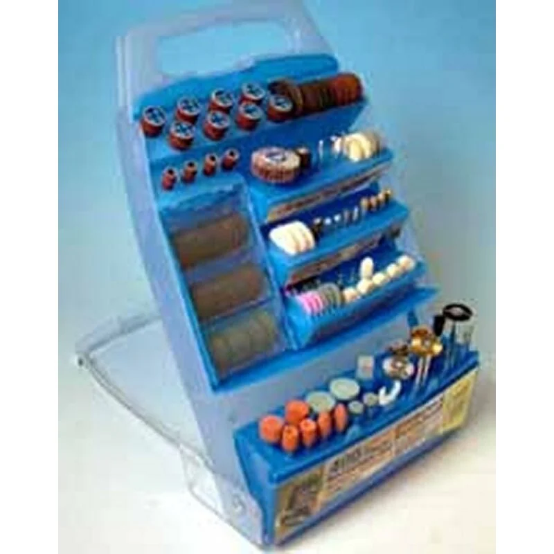 400 mini accessoires différents pour tous les outils de maquettisme Mini Rotary-. Diamètres jusqu'à 3.2 mm. Inclut une liste de
