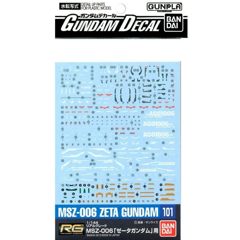 Gundam Gunpla Decal RG 1/144 101 RG Zeta Gundam