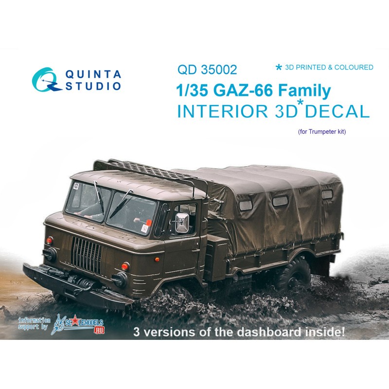 Décalcomanie Intérieur coloré et imprimé en 3D de la famille GAZ-66 sur papier autocollant (conçu pour être utilisé avec les kit