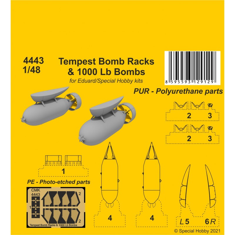 Hawker Tempest Bomb Racks & 500 Lb Bombs (conçus pour être utilisés avec les kits Eduard et Special Hobby)