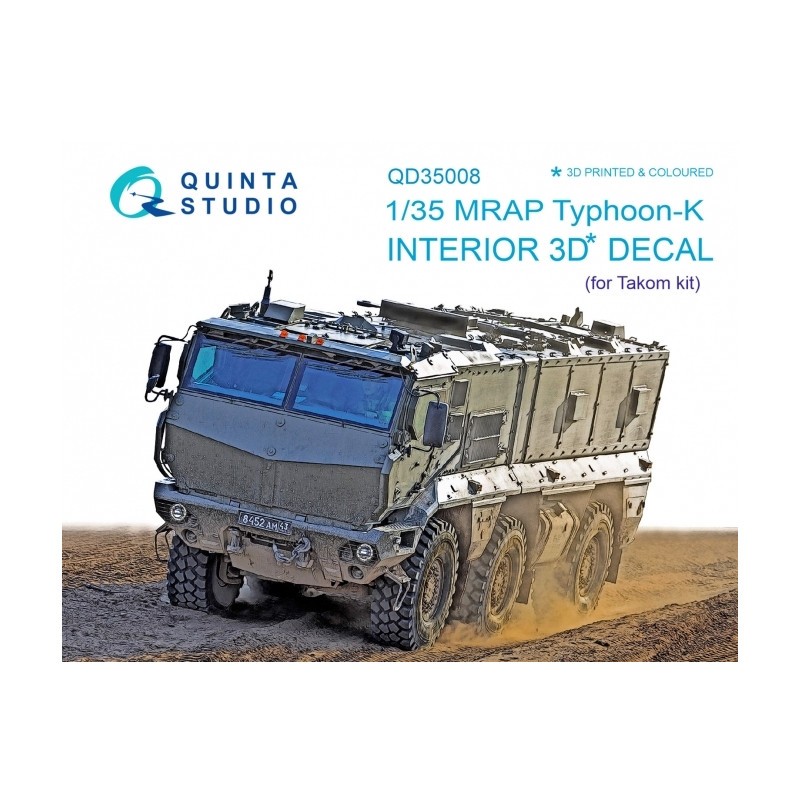 Décalcomanie MRAP Typhoon-K Intérieur coloré et imprimé en 3D sur papier autocollant (pour kit Takom)