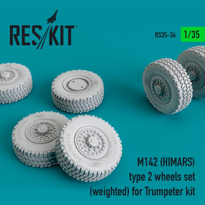 Accessoire M142 (HIMARS) type 2 wheels set (weighted) for Trumpeter kit