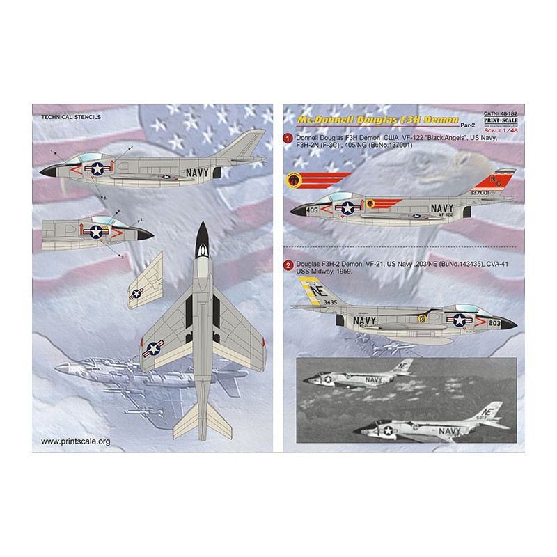 Décal McDonnell F3H Démon Partie-21. McDonnell F3H Demon США VF-122 'Black Angels', US Navy, F3H-2N (F-3C)
