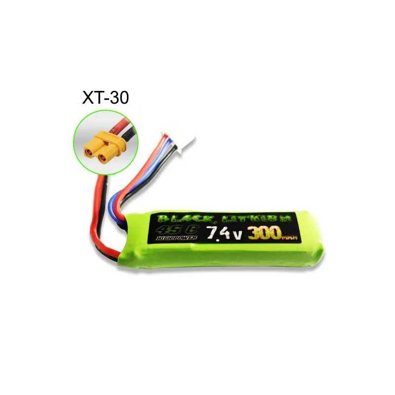 Batterie Lipo Accu LIPO pour appareil radiocommandé Accu LiPo Black Lithium 300mAh 45C 2S XT-30