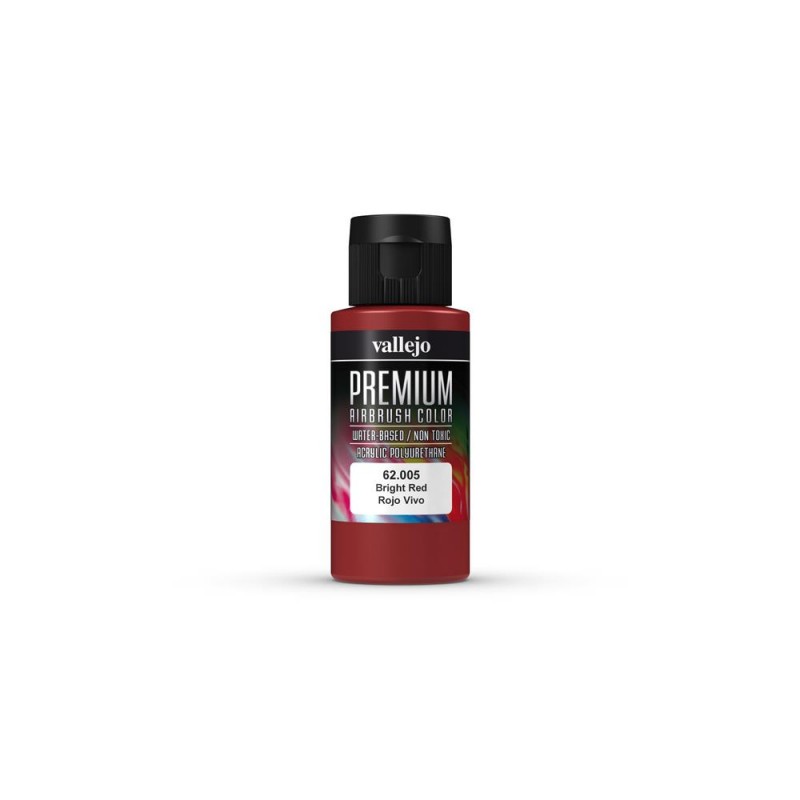 VALLEJO PREMIUM: peinture à l'eau non toxique prête pour l'aérographe, 60ml - ROUGE VIF OPAQUE