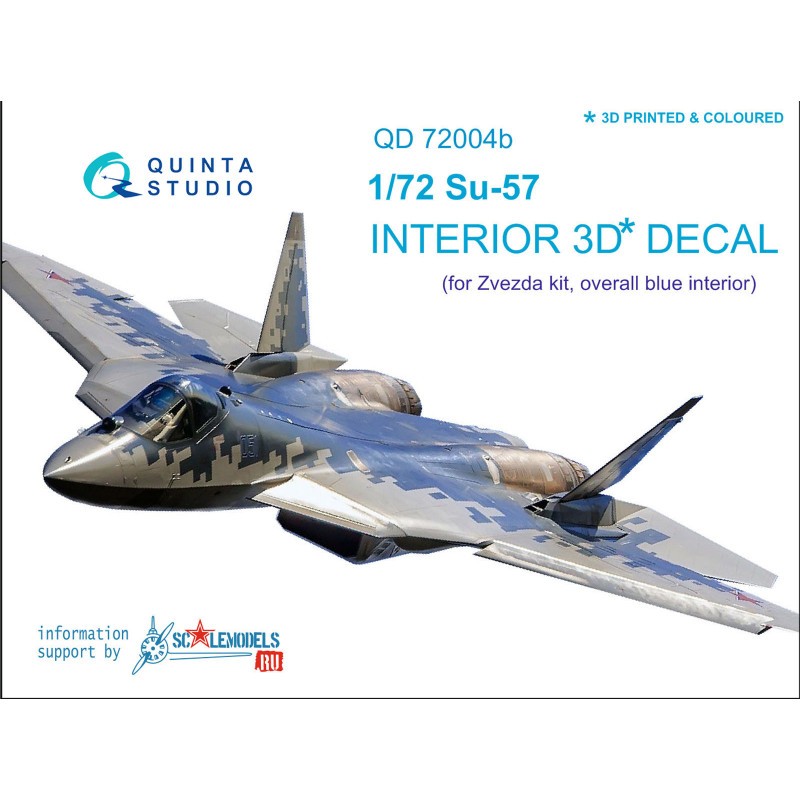 Décalcomanie Sukhoi Su-57 Frazor (Felon) Intérieur imprimé en 3D et coloré sur papier autocollant (conçu pour être utilisé avec