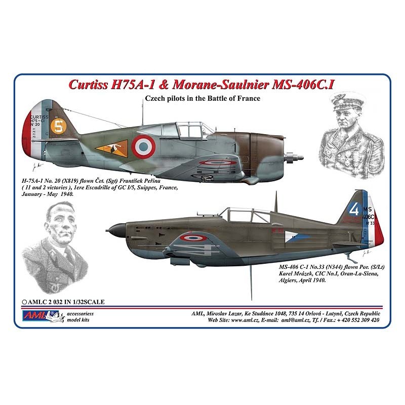 Décal Curtiss H75A-1 Hawk & Morane-Saulnier MS-406C.I