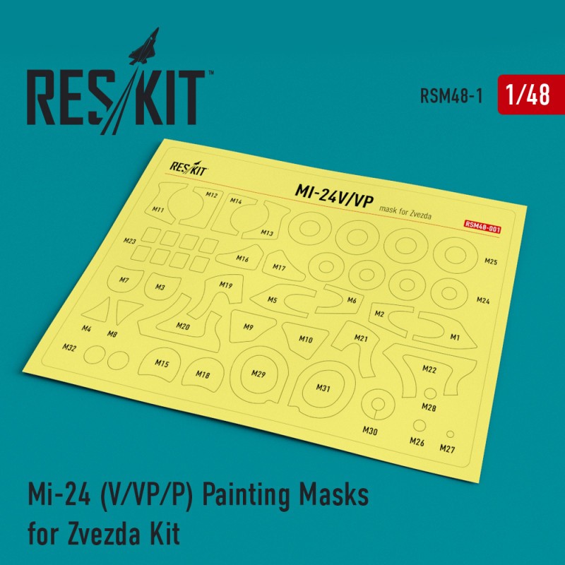 Mil Mi-24V/VP auvent et roues peinture masques de peinture (conçu pour être utilisé avec les kits Zvezda)