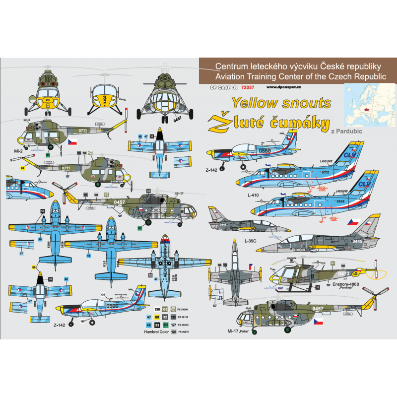 Centre de formation aéronautique Yellow Snouts de la République tchèque. Comprend des décalcomanies pour ces avions....Zlin Z-14