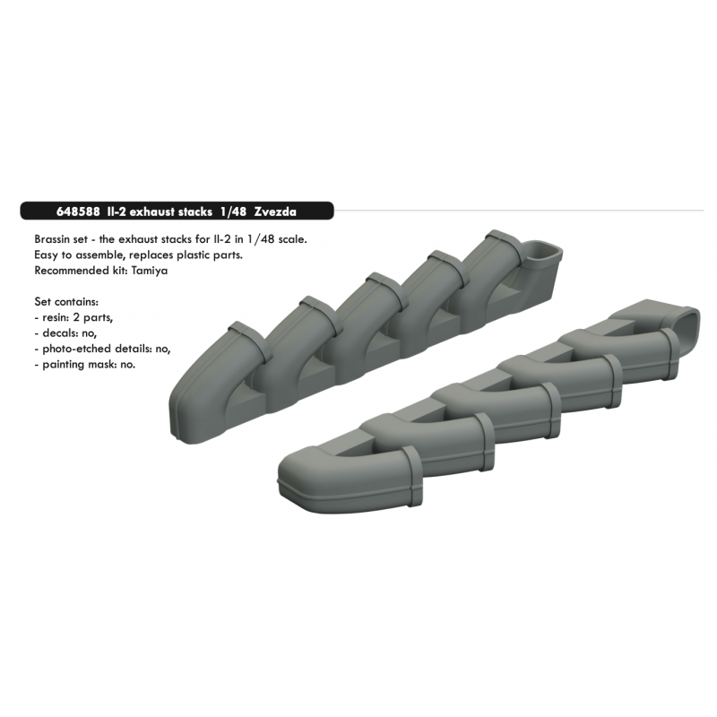 Cheminées d'échappement Ilyushin Il-2 (conçues pour être utilisées avec les kits Tamiya)