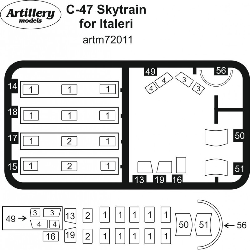 Accessoire Masques pour Douglas C-47 Skytrain (conçus pour être utilisés avec le kit Italeri)