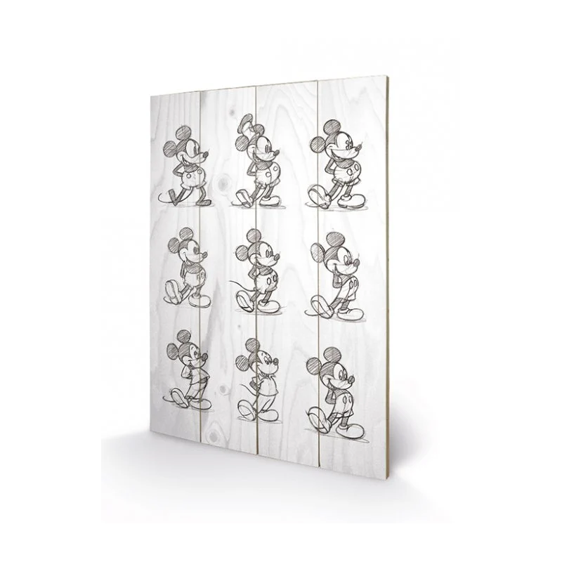 DISNEY - Mickey Mouse Multi Black / White - Impression sur bois 40x59c