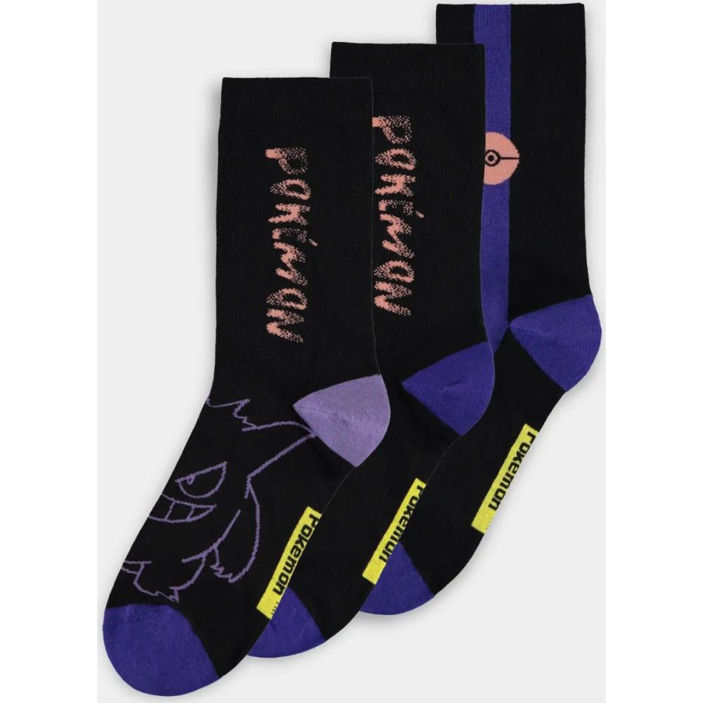 POKEMON - Ectoplasma - Pack de 3 paires de chaussettes (T39-42)