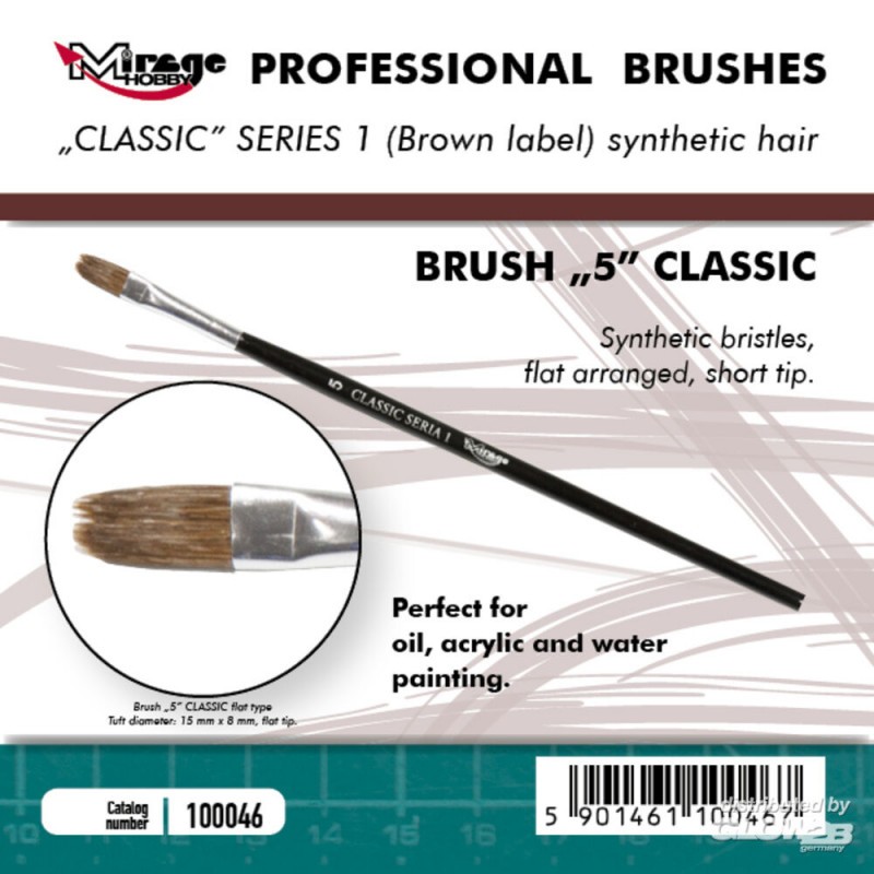 Pinceau MIRAGE BROSSE PLATE HAUTE QUALITÉ SÉRIE CLASSIQUE 1 taille 5