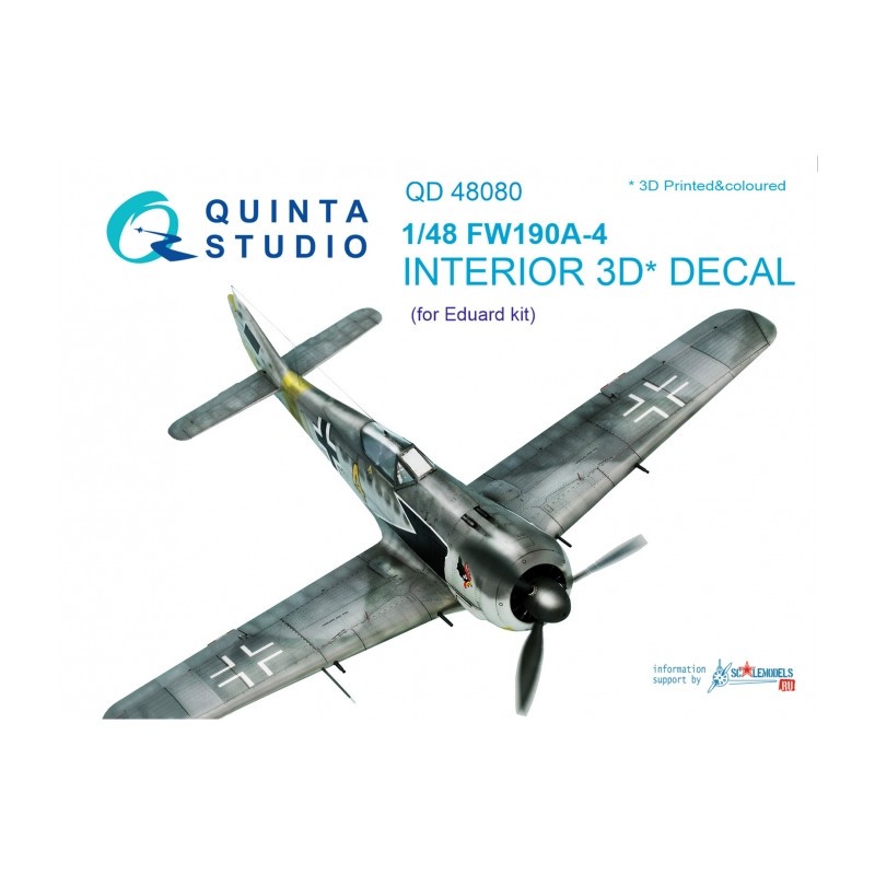 Décalcomanie Focke-Wulf Fw-190A-4 Intérieur imprimé en 3D et coloré sur papier autocollant (conçu pour être utilisé avec les kit