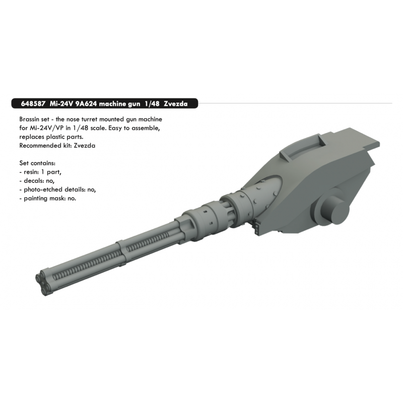 Accessoire Mitrailleuse Mil Mi-24V 9A624 (conçue pour être utilisée avec les kits Zvezda)