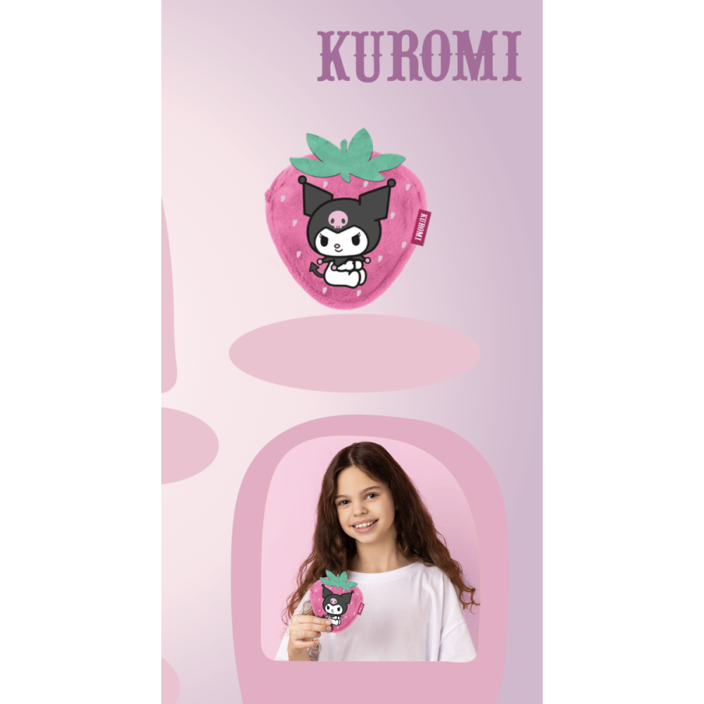 KUROMI - Fraise - Porte-Monnaie Fourrure '12x11x2cm'