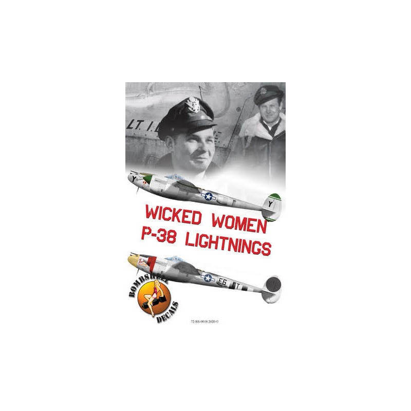 Décal Lockheed P-38J Lightnings Wicked Women P-38 Lightnings'Vivacious Virgin II' et 'San Antonio Rose'