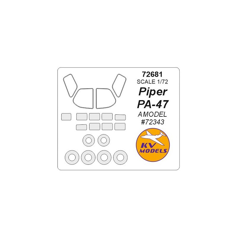 Piper Pa-47 + masques de roues (conçus pour être utilisés avec les kits A-Model AMU72343) Les masques pour imiter les jantes des