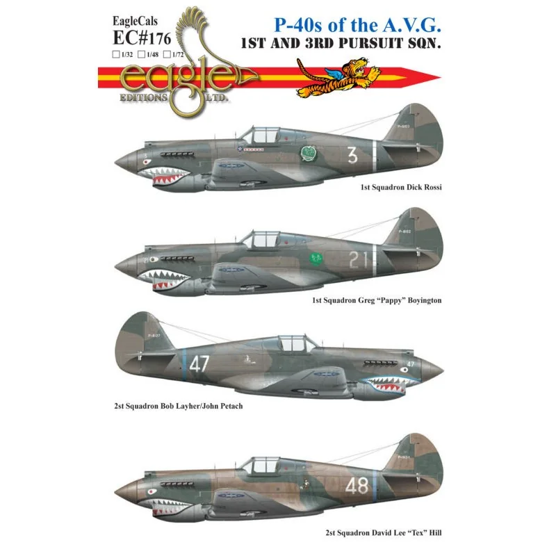 Décal Curtiss P-40 des 1er et 2e escadrons de poursuite AVG